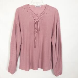 MONTS Wool Blend Lace Up Pink Sweater Size M